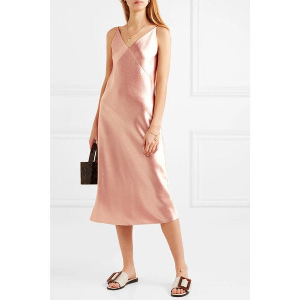 Vince Satin Hammered Bias Slip Dress, Size S, Blush Pink, MSRP $295